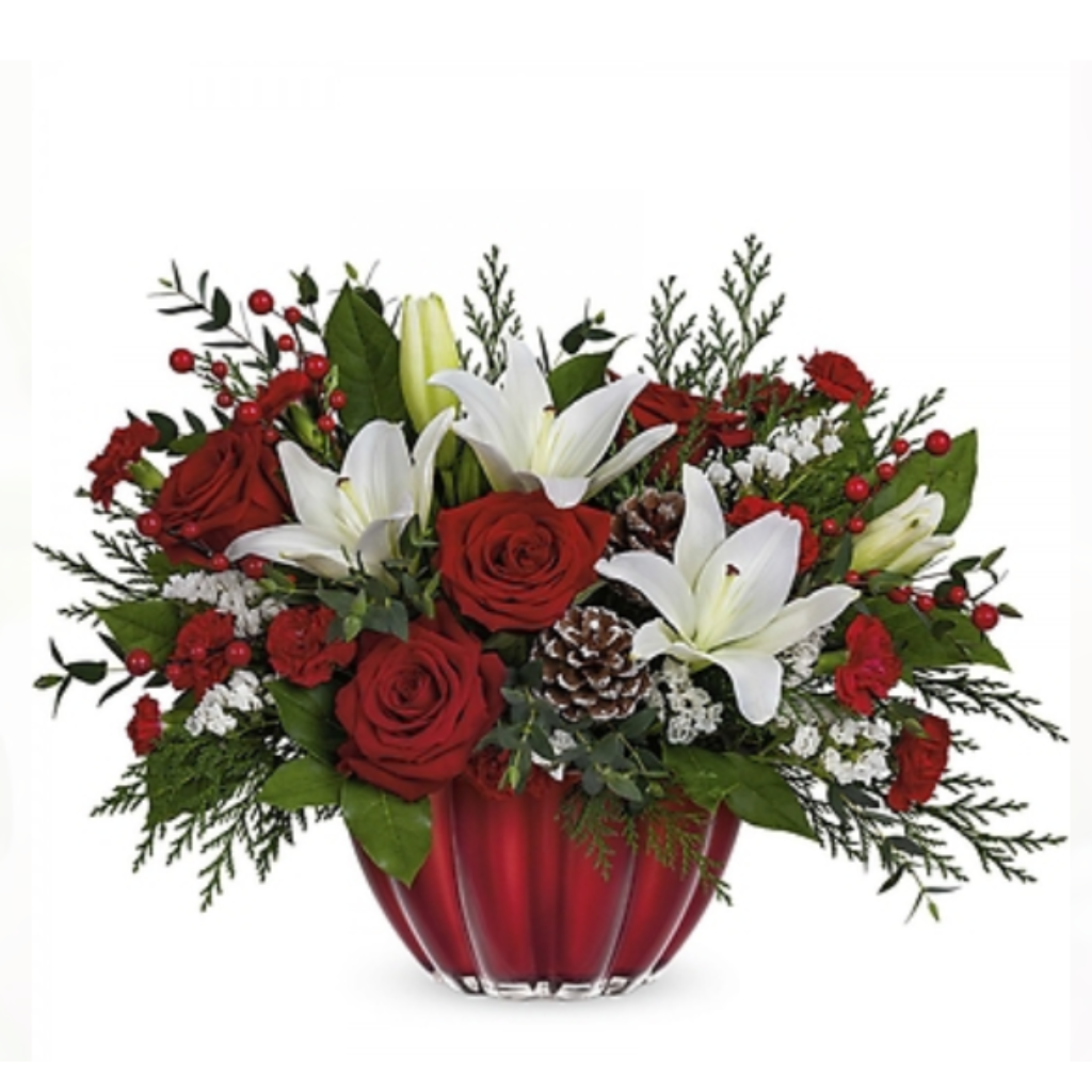 Vibrant Christmas Centerpiece – Albelos Flowers Llc, Tampa FL