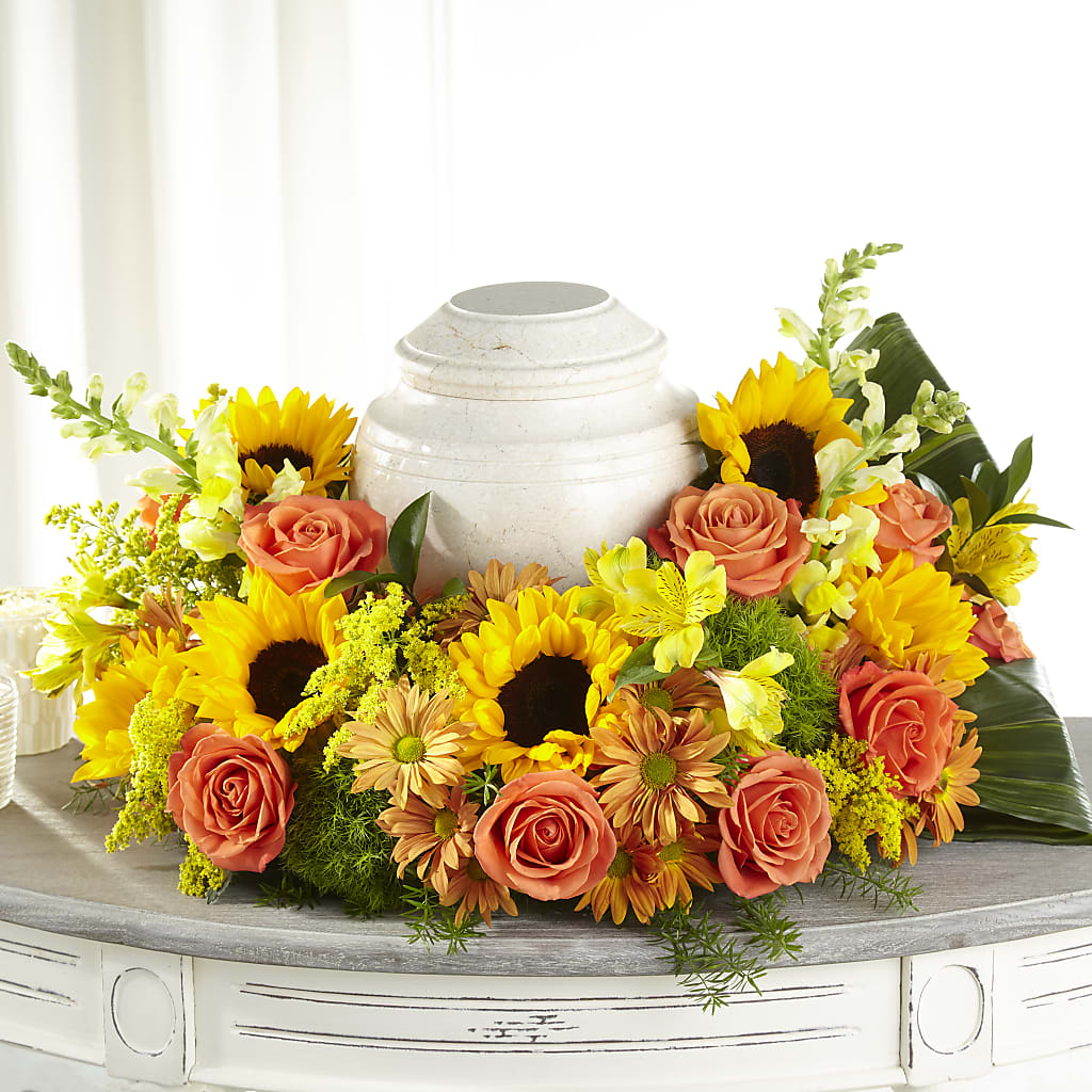 Faithful Sunflower Cremation Adornment – Albelos Flowers Llc, Tampa FL