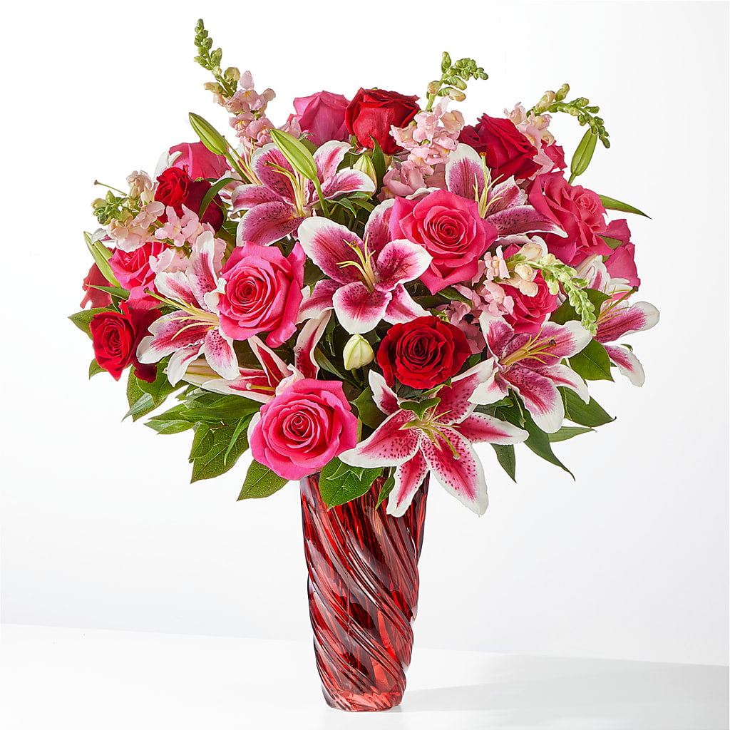 Always You Bouquet with Luxe Swirl Vase – Albelos Flowers Llc, Tampa FL