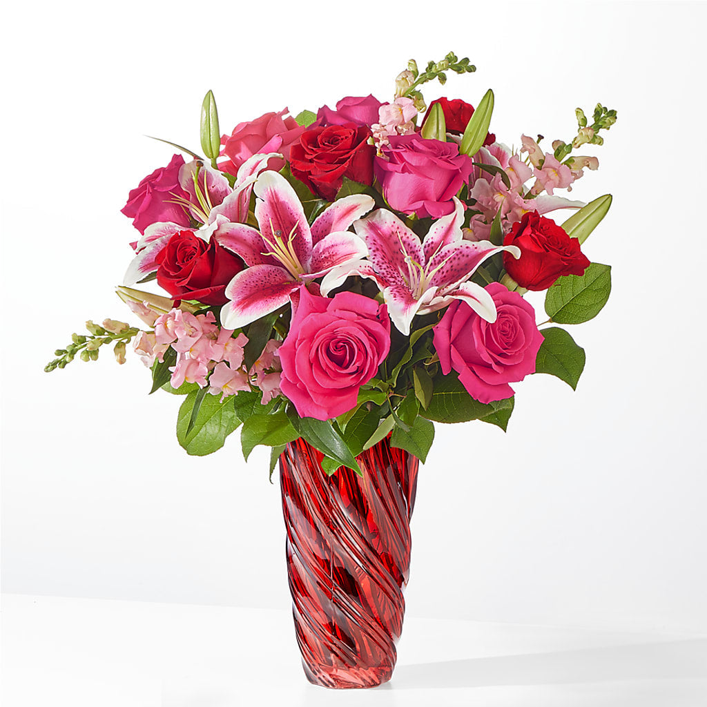 Always You Bouquet with Luxe Swirl Vase – Albelos Flowers Llc, Tampa FL