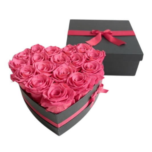 Preserved Natural Roses - Pink Floral Heart